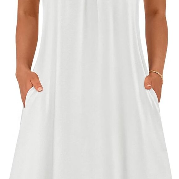 Dresses & Skirts - Women's Sleeveless Lace Pleated Mini Dress Flowy Casual Beach Vacation